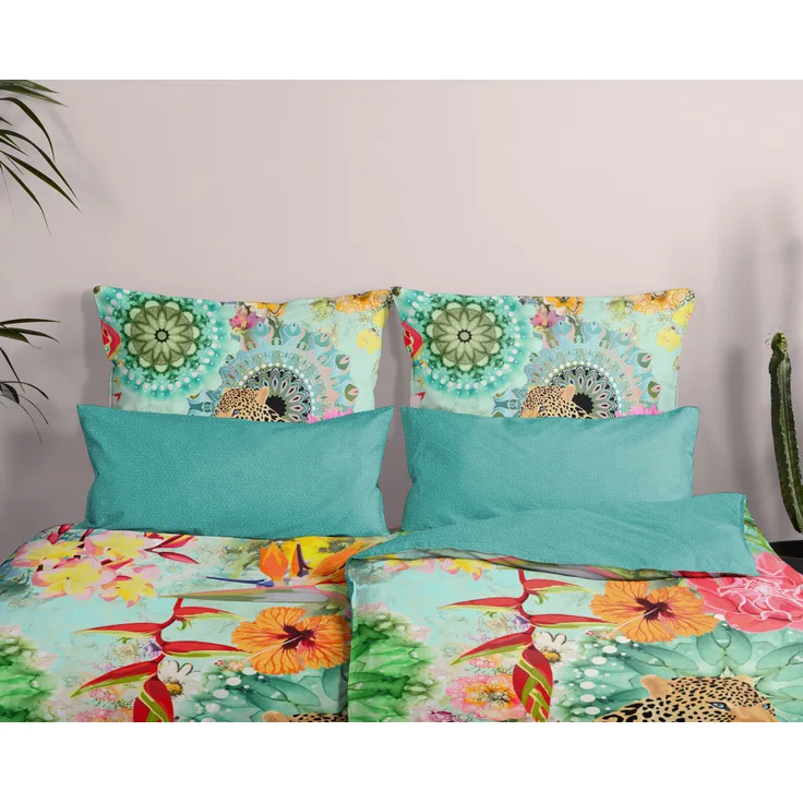 hip Mako Satin Bettwäsche 2 teilig Bettbezug 155x220 cm Kissenbezug 80x80 cm Ximena Multi