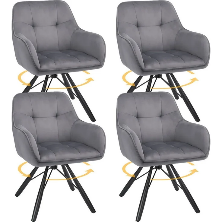oyajia Polsterstuhl Esszimmerstühle drehbar mit Armlehnen (4 St), 360 Grad Drehfunktion, Samtpolsterung – Bild 5