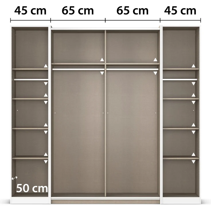 rauch Kleiderschrank, Dreh- und Schwebetürenschrank KRONACH, 4-türig, Eiche Artisan, 225 x 210 x 60 cm – Bild 6