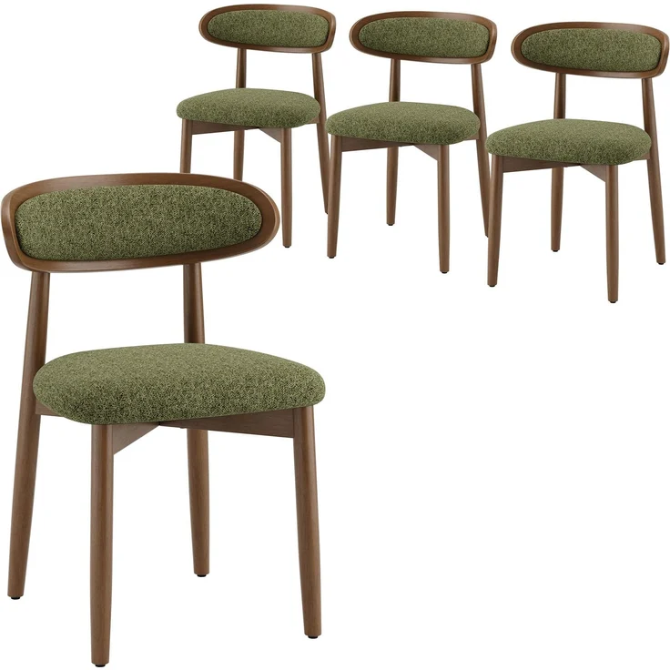 MALOL Esszimmerstühle 4er Set, Stühle Esszimmer, Ergonomischer Küchenstuhle mit Massivholzrahmen, 5cm Schaumpolsterung, Bequeme Polstersitzfläche, KüchenKüchenstuhle für Zuhause und Gewerbe, Grün