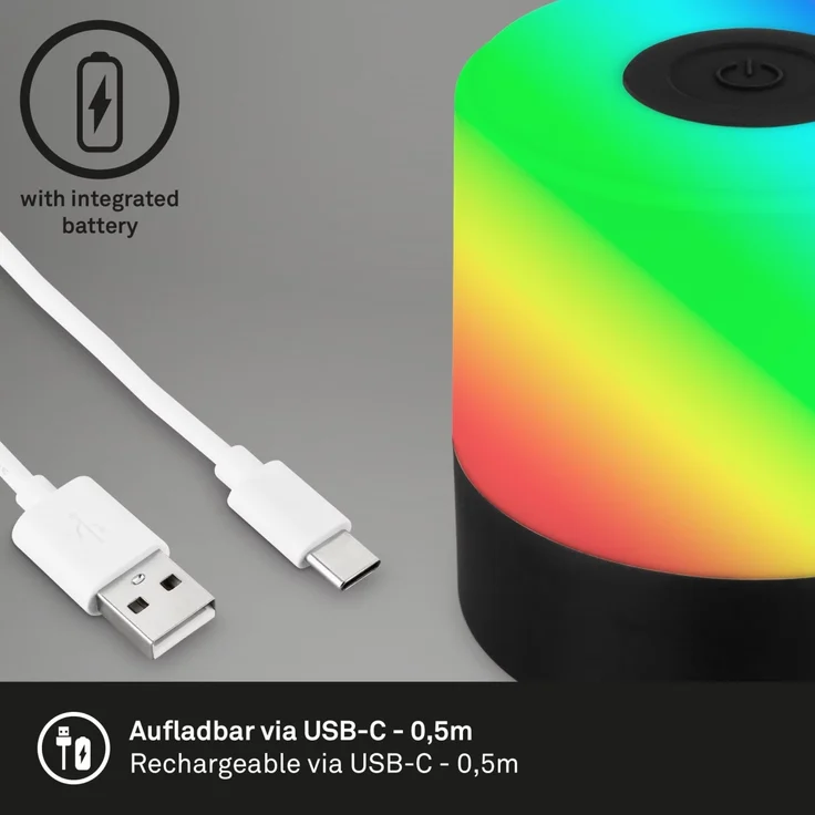 Di-KA Akku Tischleuchte SMAL 1,5W, RGB-Touchsteuerung, schwarz – Bild 3