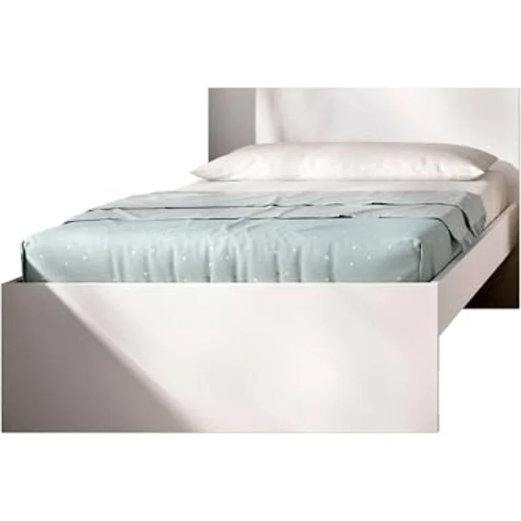 Dmora - Einzelbett Castellaro, Struktur des Lagerbetts, Sommier mit Abdeckung, Bettrahmen aus Stoff, 96x195 h67 cm, Weiß – Bild 5