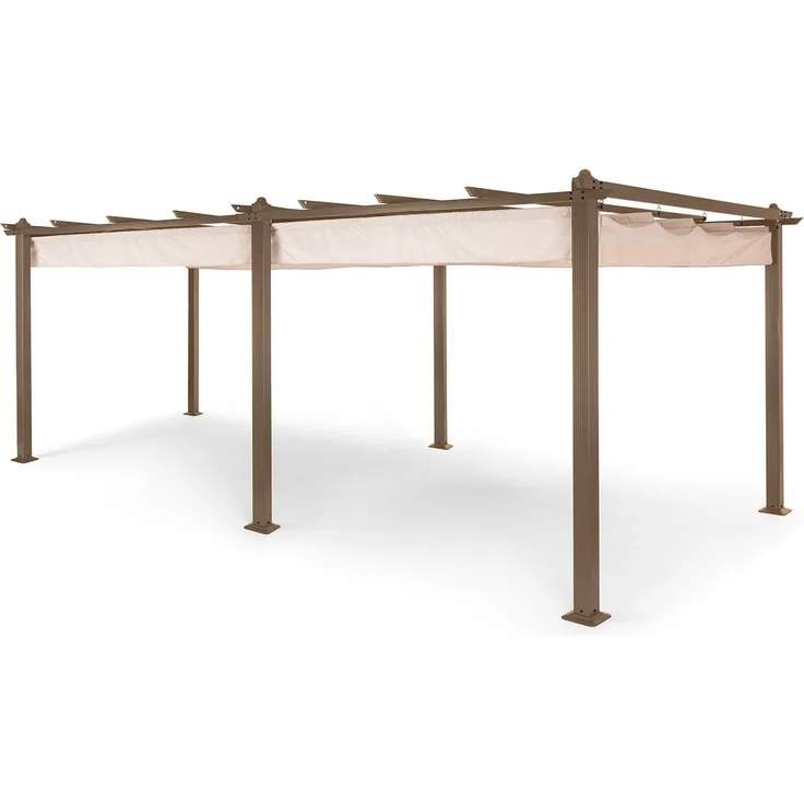 Blumfeldt Pavillon 3x6m, Rostfreier Metall-Pavillon mit Einziehbarem Dach, Pavillon Wasserdicht, Stabil & Winterfest, Langlebige Pergola Freistehend, Gartenpavillon mit UV-Schutz & Aluminium-Rahmen