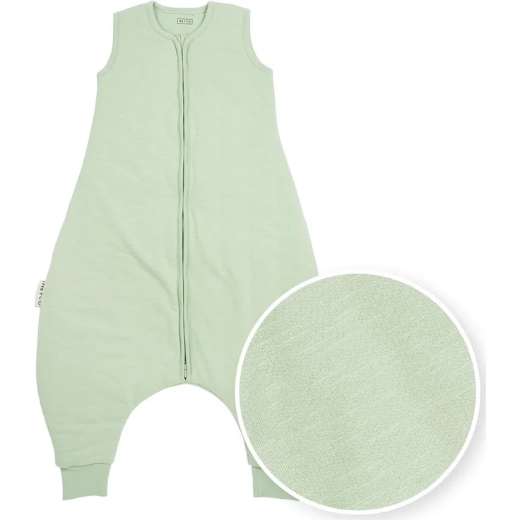 Meyco Baby Schlafsack mit Füßen - Größe 92cm - 2,0 TOG - Ganzjahresschlafoverall - 100% Baumwolle - Oeko Tex Zertifiziert - Rundum-Reißverschluss - hautfreundlich, atmungsaktiv - Zartgrün