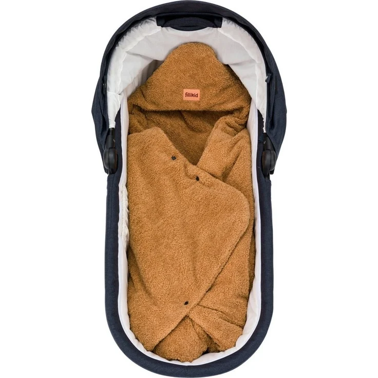 Einschlagdecke Dinara braun, Teddyplüsch, Fillikid, für Autositz Gr. 0 oder Kinderwagen – Bild 2