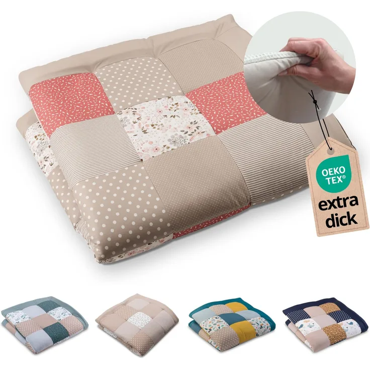 ULLENBOOM Krabbeldecke für Baby 140x140 cm - Dick und weich gepolstert | Außenmaterial: 100% Baumwolle, Alle Materialien OEKO-TEX zertifiziert, Made in EU, Schadstoffgeprüft und waschbar