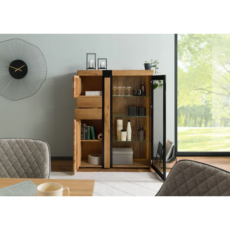 Highboard Eiche 110x45x144 natur geölt ROTTERDAM #100 – Bild 4