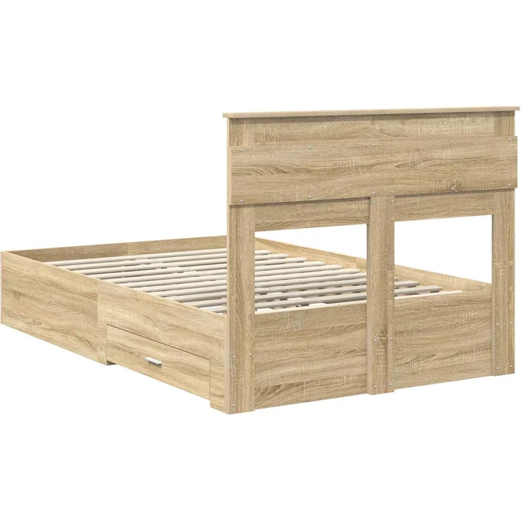 vidaXL Bettrahmen mit Kopfteil Sonoma-Eiche 120 x 200 cm Holzwerkstoff 3410013 – Bild 9