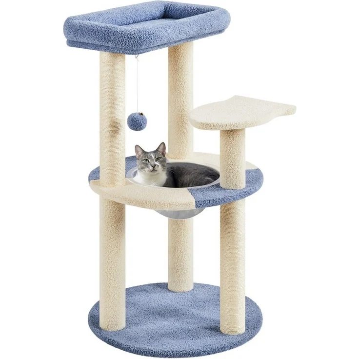 Yaheetech Kratzbaum 90 cm (H), Katzenbaum mit Aussichtsplattform & Sisalstämme & Hängende Ball – Bild 1