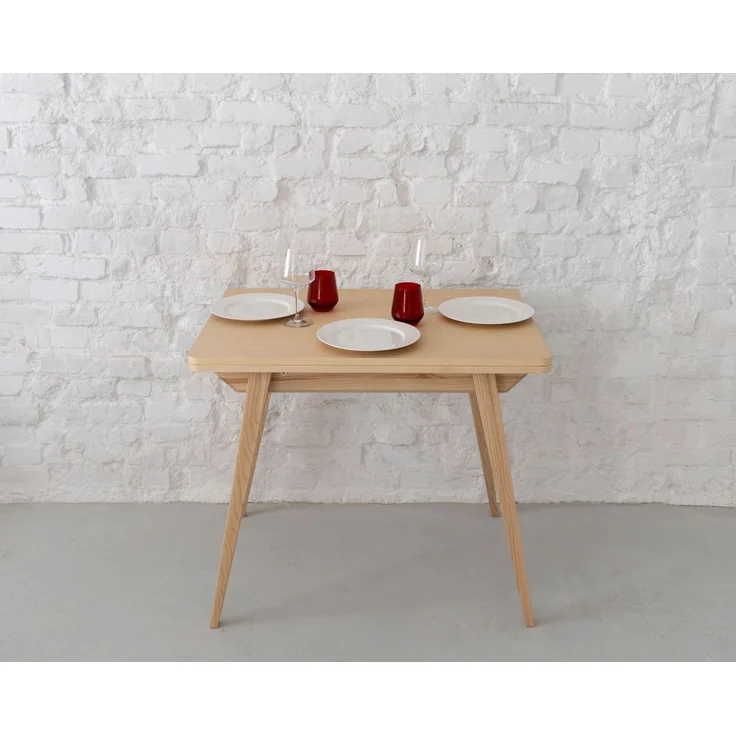 Ragaba rechteckiger ausziehbarer Tisch, MDF & Massives Eschenholz, 90x65 cm, Esche natur, Esche natur – Bild 6