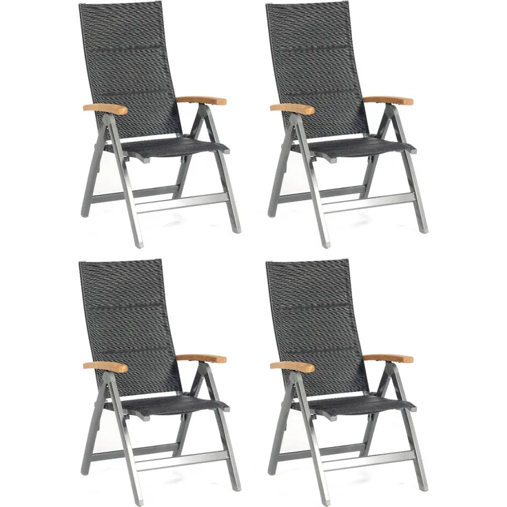 Sonnenpartner 4er-Set Klappsessel Sierra Aluminium mit Textilen anthrazit Klapp-Sessel Klappstuhl