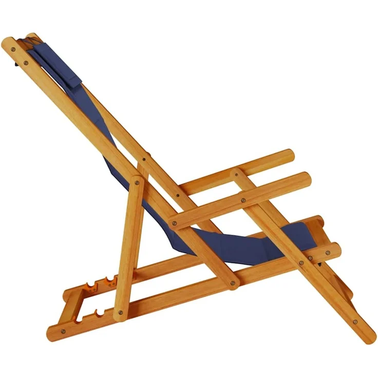 vidaXL Klappstuhl mit Armlehnen Blaues Akazienholz & Textilene 4108069 – Bild 5
