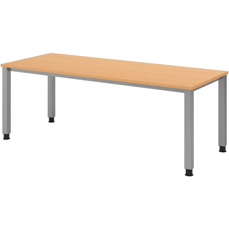 bümö manuell höhenverstellbarer Schreibtisch 200x80 cm in Buche - PC Tisch höhenverstellbar & groß, höhenverstellbarer Tisch Büro, großer Computertisch verstellbar, QS-20-6 – Bild 1