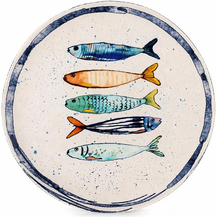 WestCraft Speiseteller Teller, mediterran mit Sardinen-Motiv, Maritime Speiseteller 26 cm, (4 St), 4er Set, hochwertig und robust - langlebig und vielseitig einsetzbar – Bild 2
