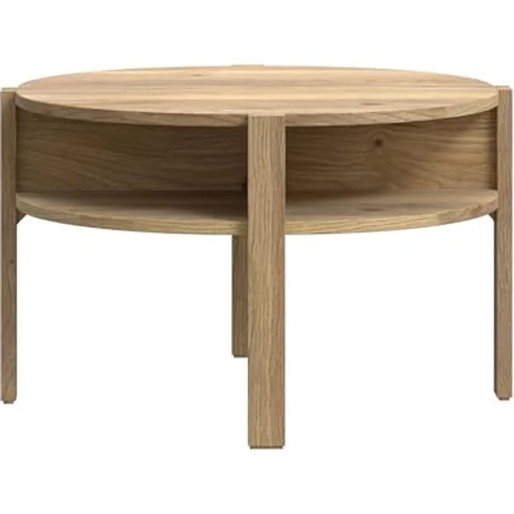 Carryhome Couchtisch Eiche, rund, Holzwerkstoff mit offenem Fach, 74.4x45.5x74.4 cm – Bild 3