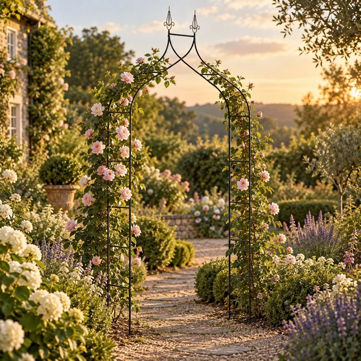 KADAX Gartenpergola aus Metall, 255 cm, Bogen, Blumenstütze für Rosen, Pflanzen, Kletterer – Bild 4