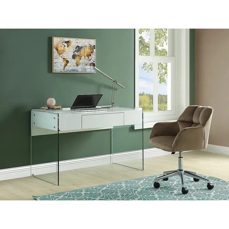 Vente-unique - PEGA Bürostuhl SamtStoff Beige - B 60 cm x H 86 cm76 cm x L 59 cm
