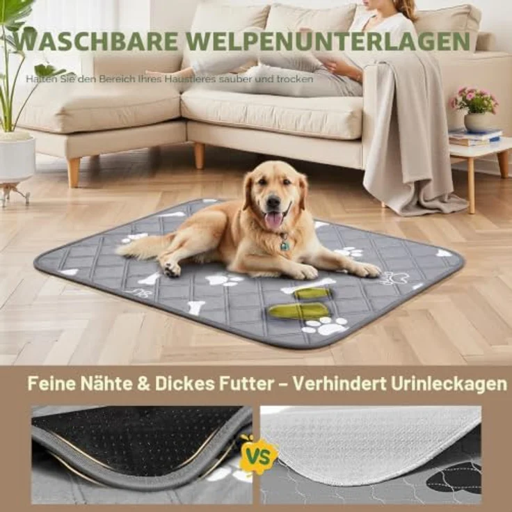 Gimars 2er 60×50 cm Extra Saugstark und Dick Welpenunterlagen waschbar Wiederverwendbare Hundetrainingspads Auslaufsicher und rutschfest Puppy Pads für Welpentraining Hunde Katzen Kaninchen – Bild 4