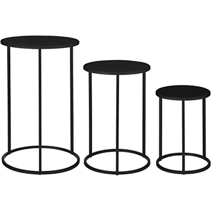 MICA Decorations Quinty Beistelltisch-Set - 3er-Set - H50 x Ø32 cm - Metall - Schwarz