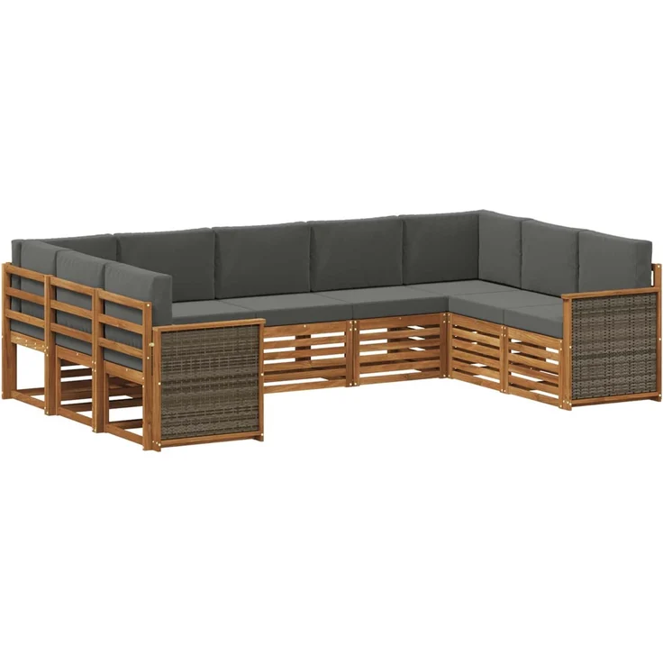 vidaXL Outdoor-Sofagarnitur 9 stk. 9-Sitzer Natur und Anthrazit 3384828 – Bild 2