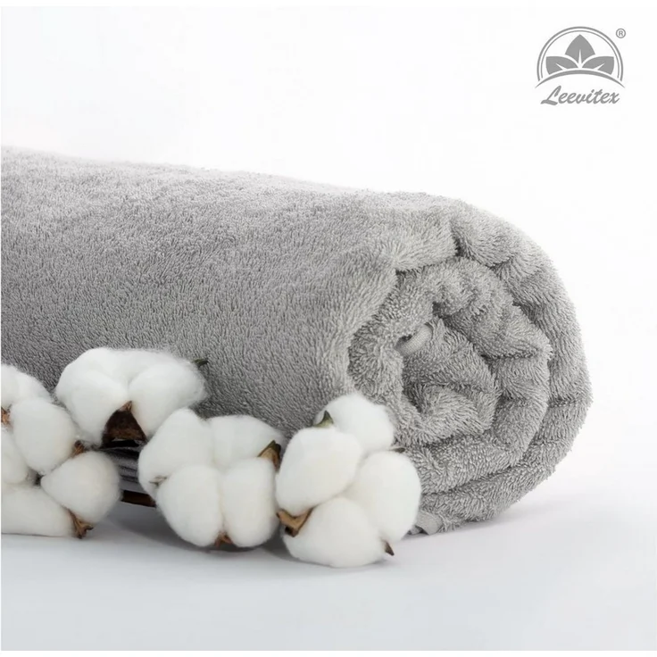 leevitex® Saunatuch Frottee XXL, (2-St), 80 x 200 cm, extra groß & saugfähig, Silber/Hellgrau – Bild 3