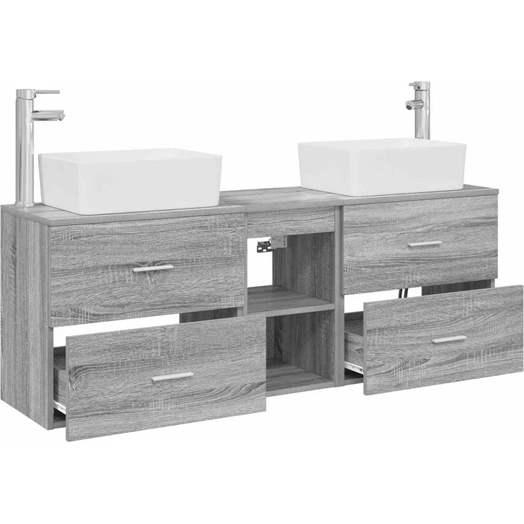 vidaXL Badezimmerschrank-Set 3 stk. Grau Sonoma 136 x 35 x 80 cm 3405856 – Bild 4