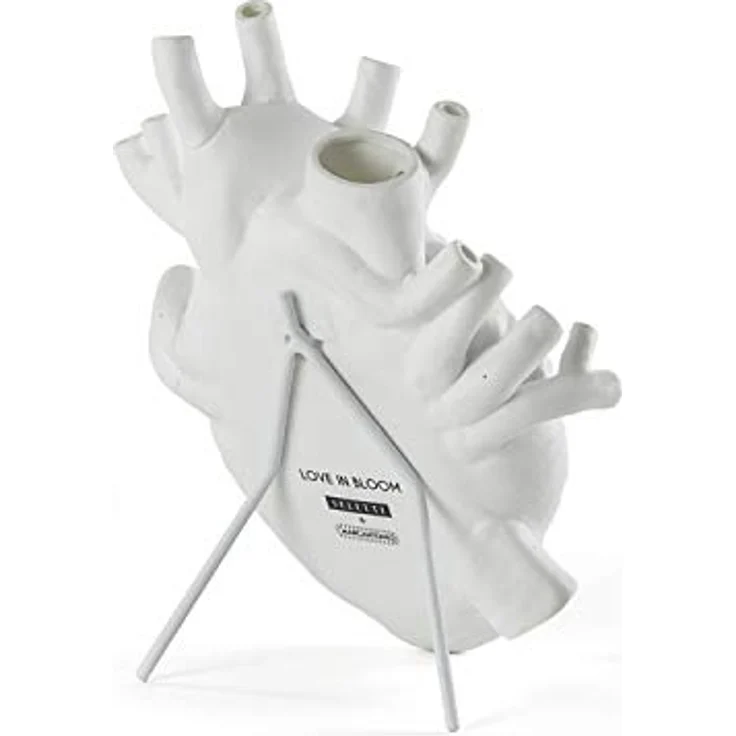 Seletti Love In Bloom Porcelain Heart Vase, 16,5 x 9 cm, Höhe 25 cm, weiße Porzellanvase – Bild 3