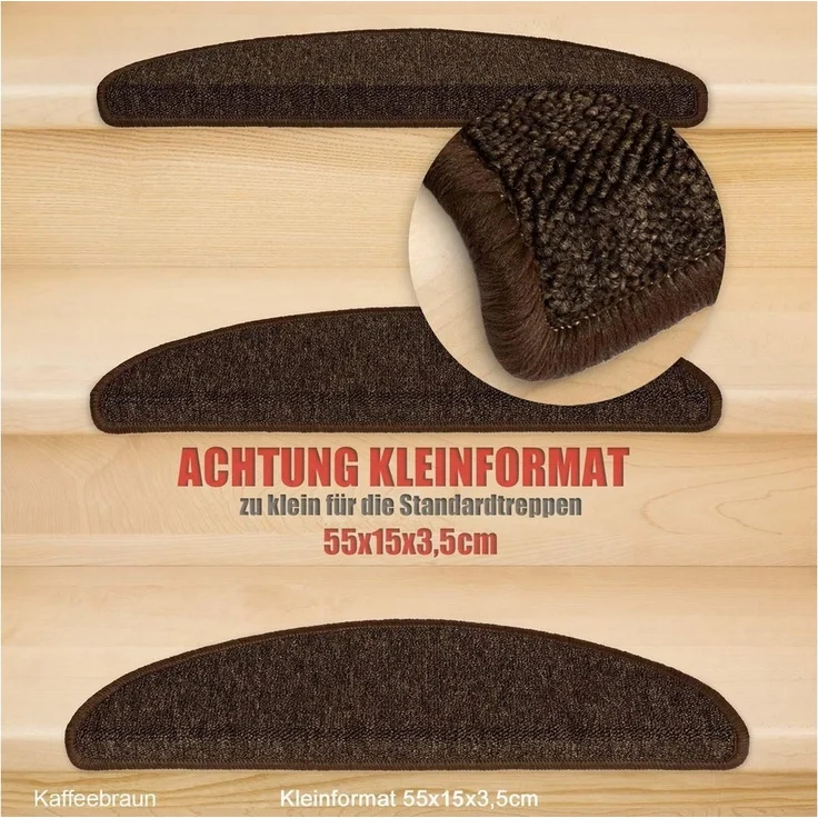 Metzker® Stufenmatte Stufenmatten Rambo Kleinformat 55x15x3,5cm Halbrund, halbrund, Höhe: 5 mm, 15 Stück im Set - Kaffeebraun – Bild 5