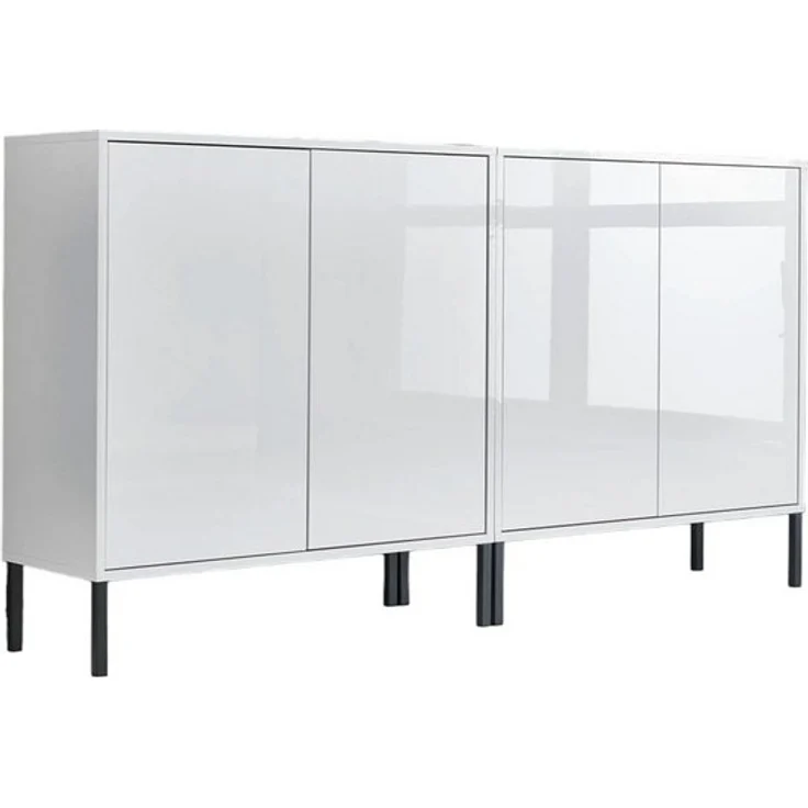 BMG Möbel Sideboard Mailand Set 2 (Kommode Anrichte Aktenschrank, mit hochwertigen Metallfüßen), Push-to-Open-Funktion – Bild 2