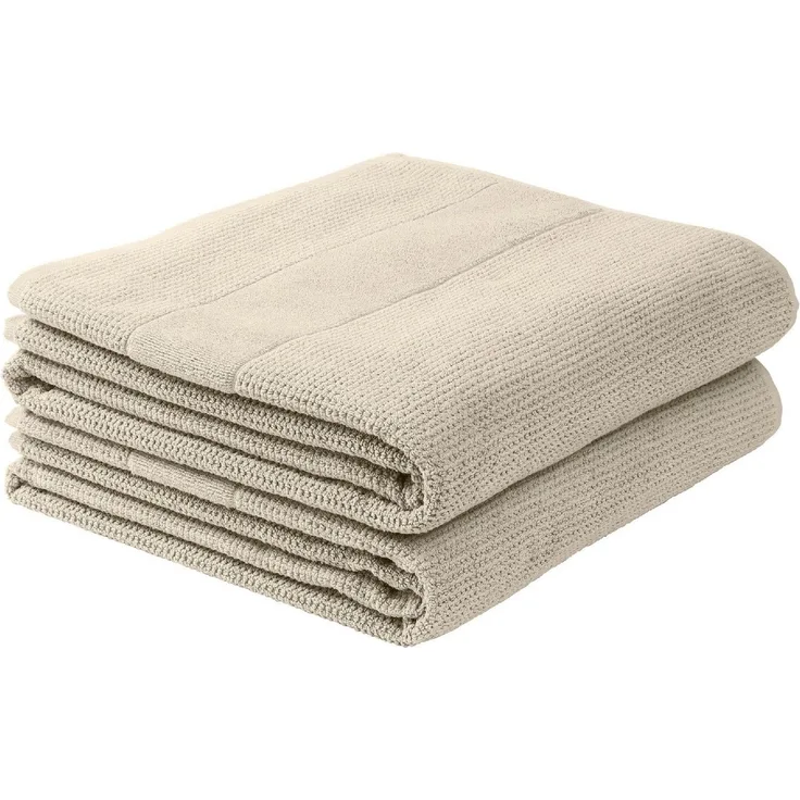 Schiesser Duschtücher Turin im 2er Set aus 100% Baumwolle, nachhaltig und fair produziert, Farbe:Greige, Größe:70x140 cm