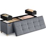 SONGMICS Sitzbank mit Stauraum, Hocker faltbar, 38 x 110 x 40 cm, Aufbewahrungsbox mit Deckel, Fußhocker 112 L, Samt, bis 300 kg belastbar, Flur Wohnzimmer Schlafzimmer