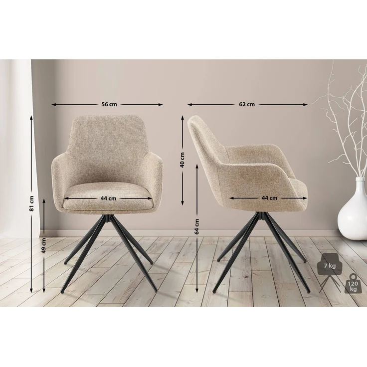 CLP Esszimmerstuhl Olema Stoff,taupe – Bild 2