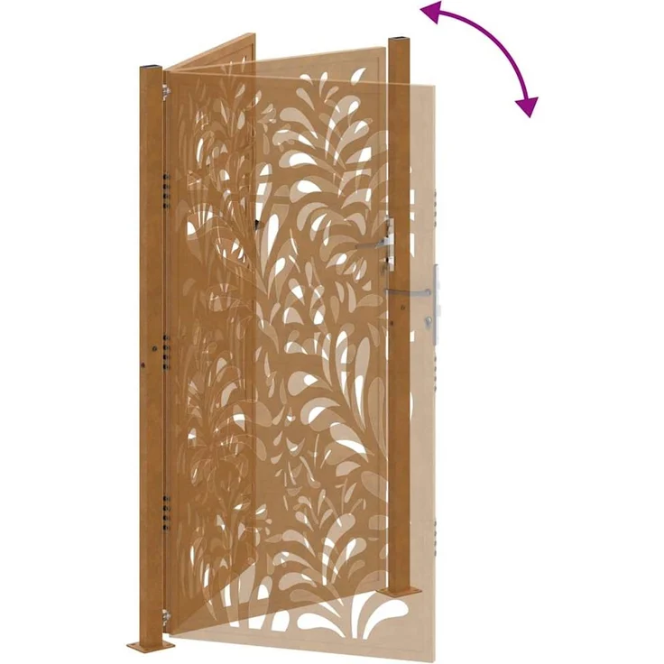 vidaXL Gartentor 100x175 cm Verwitterungsstahl Wellendesign 4100977 – Bild 8