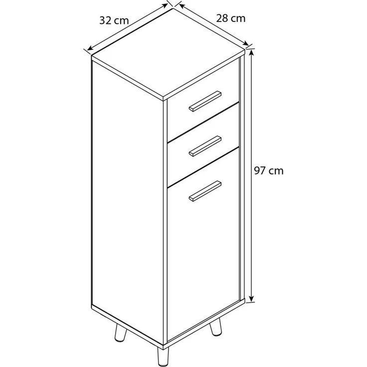 VCM Kommode & Sideboard Dalosa 918180 Weiß / Anthrazit H. 97 x B. 32 x T. 28 cm – Bild 3