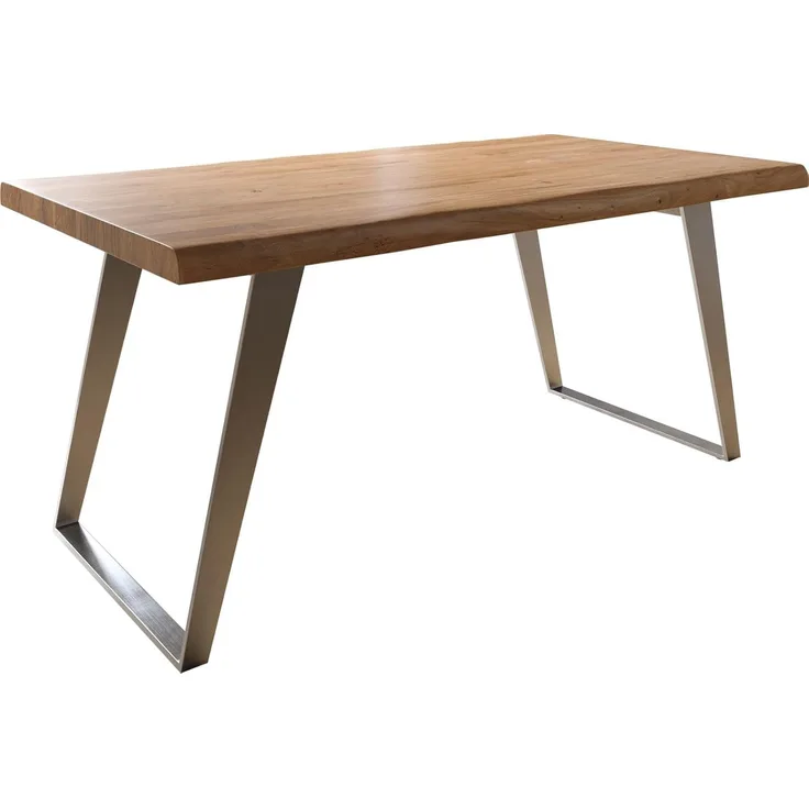 Esstisch Edge 160x90 XL Akazie Natur Edelstahl Schräg Live-Edge
