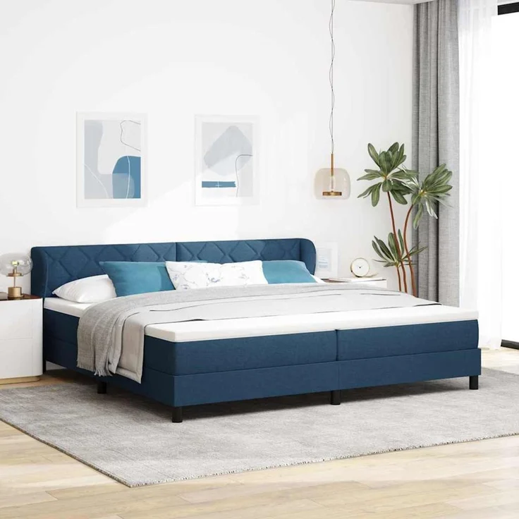 vidaXL Boxspringbett mit Kopfteil Blau 200 x 200 cm Stoff 3340114 – Bild 1