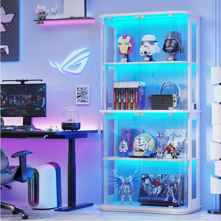 BROTTAR Glasvitrine im Runddesign 4 Ebenen mit LED Beleuchtung & Sensor (1-St) Vitrine für Figuren und Sammlungen – Bild 3