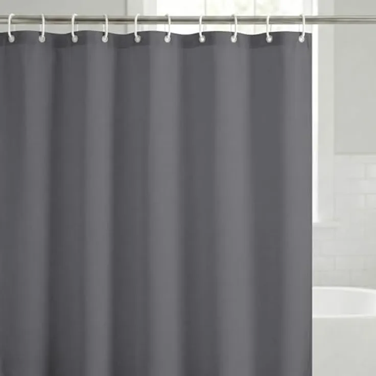Americanflat Duschvorhang, 100% Polyester, wasserabweisend, mit Metallösen und 12 Duschvorhangringen, Lange Duschvorhänge für Badezimmer, 71 x 74 cm, Grau