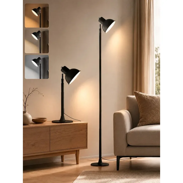 Lapamax Stehlampe Höhenverstellbare LED Tischleuchte 45–145 cm, 3 Lichtfarben, USB, dimmbar, LED, warmweiß, neutralweiß, kaltweiß, 150° schwenkbar Leselampe mit USB-Anschluss und Metallfuß