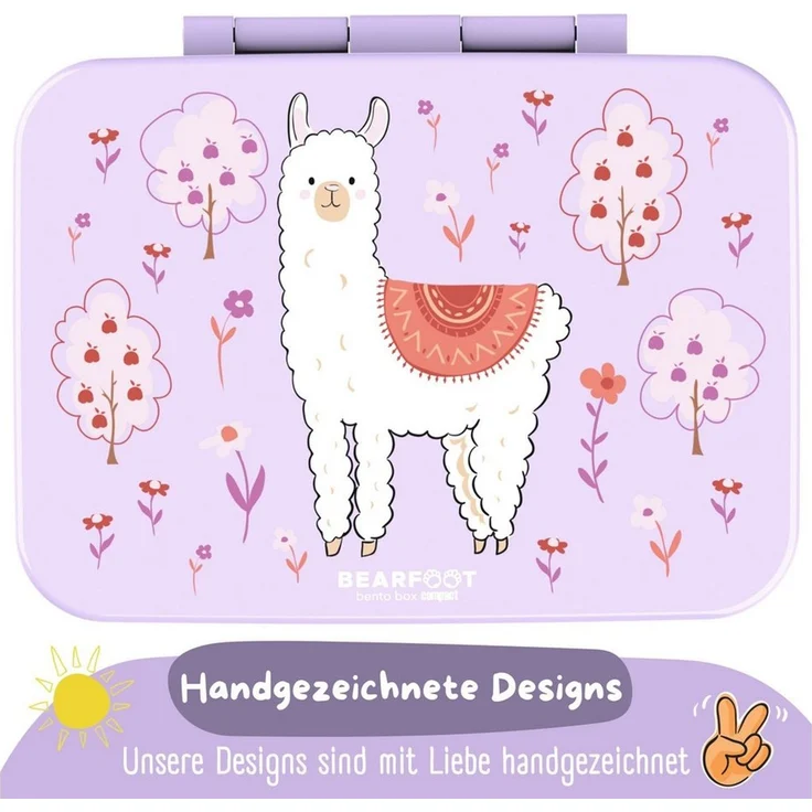 BEARFOOT Lunchbox Brotdose mit Fächern, leicht & auslaufsicher - Lama lila, PP, ABS, Silikon, Kindergarten und Schule - Mädchen und Jungen, Vesperbox, Snackbox – Bild 3