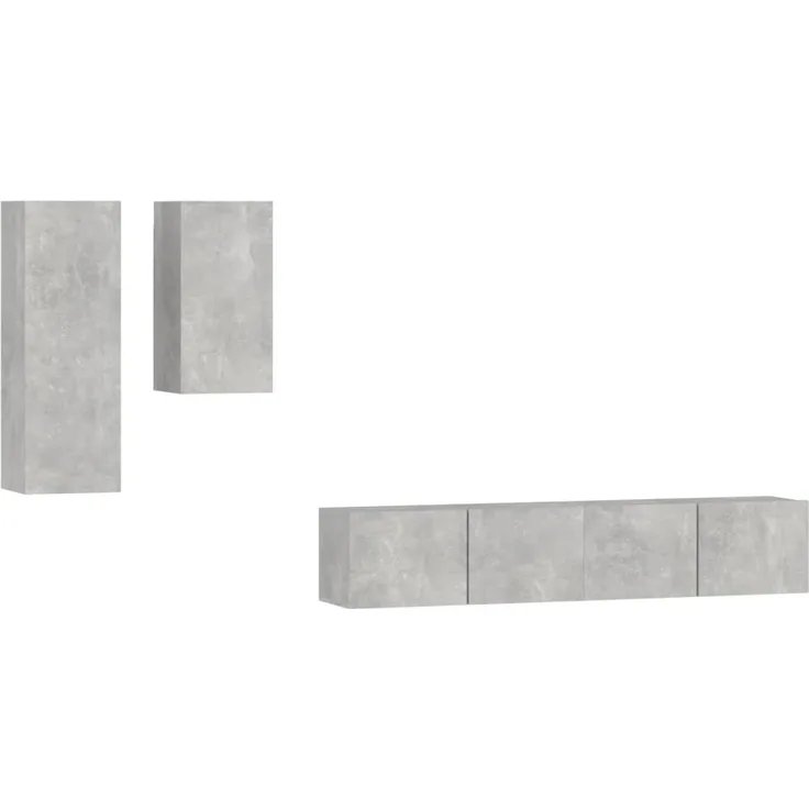 4-tlg. TV-Schrank-Set Betongrau Holzwerkstoff [3114625]