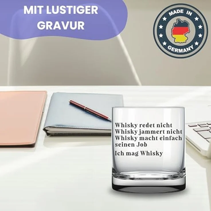 Lasernauten Whiskyglas Glas mit Gravur für Whiskyliebhaber Whisky redet nicht Spruch Geschenk, mit Gravur – Bild 3