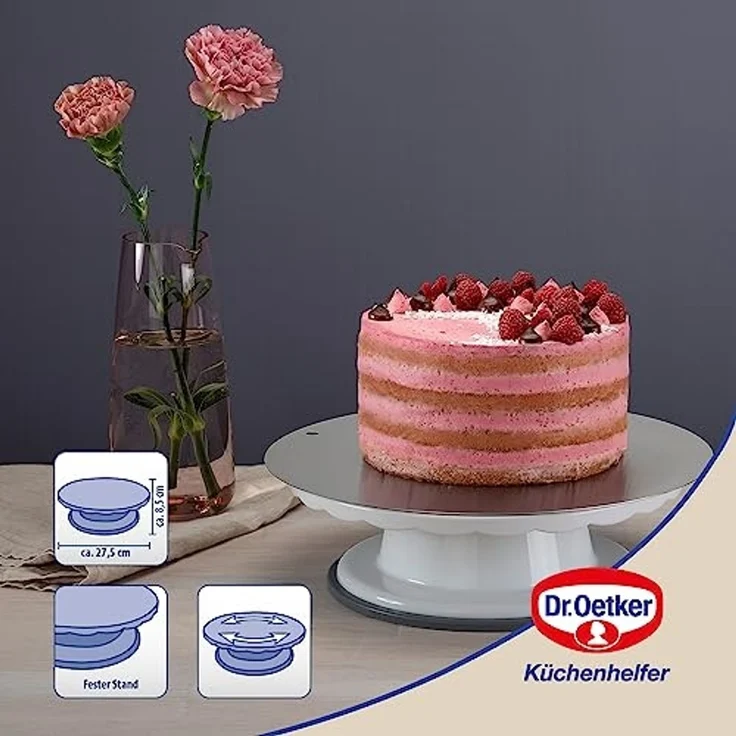 Dr. Oetker - Drehbare Torten- Kuchen- Platte Ø 27,5cm Weiß 1670 Drehteller Deko – Bild 2