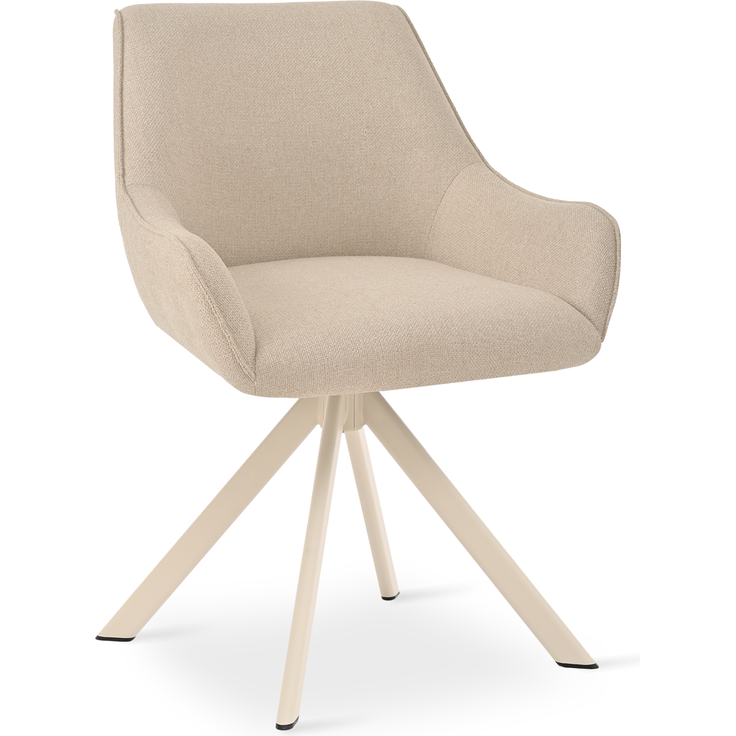 GOEURVANT 1178 Esszimmerstühle 2er-Set mit Armlehnen, 360° Drehbar, Webstoff - Beige – Bild 6