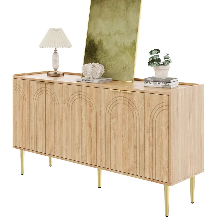 ZUBALIYA Sideboard 140x38x75 cm, aus MDF, Natur – Bild 1