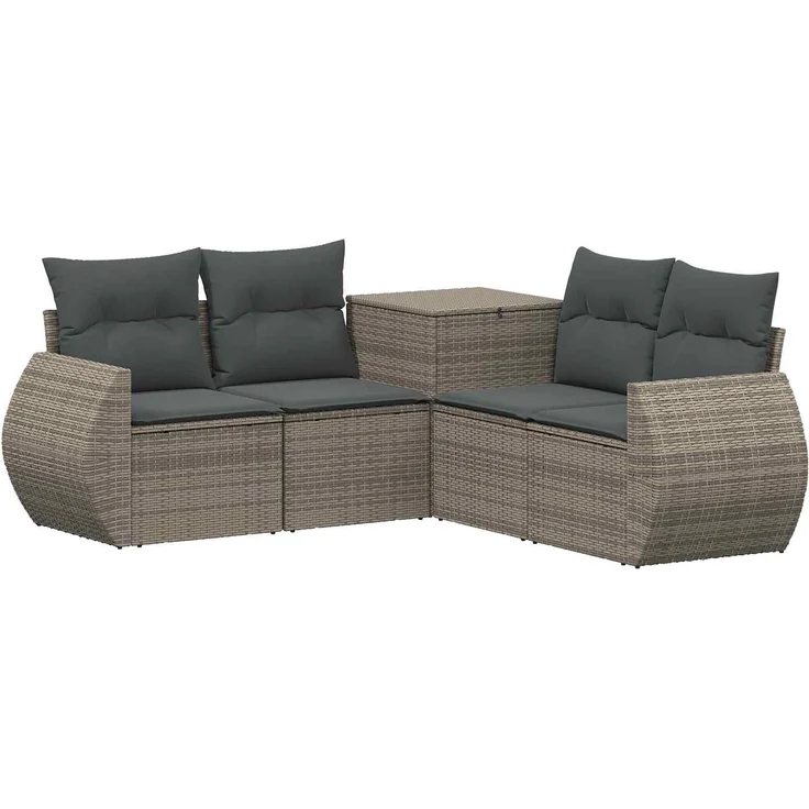 vidaXL Sofa Set 5 stk. Grau und Dunkelgrau Polyrattan und Stahl 3447898 – Bild 2