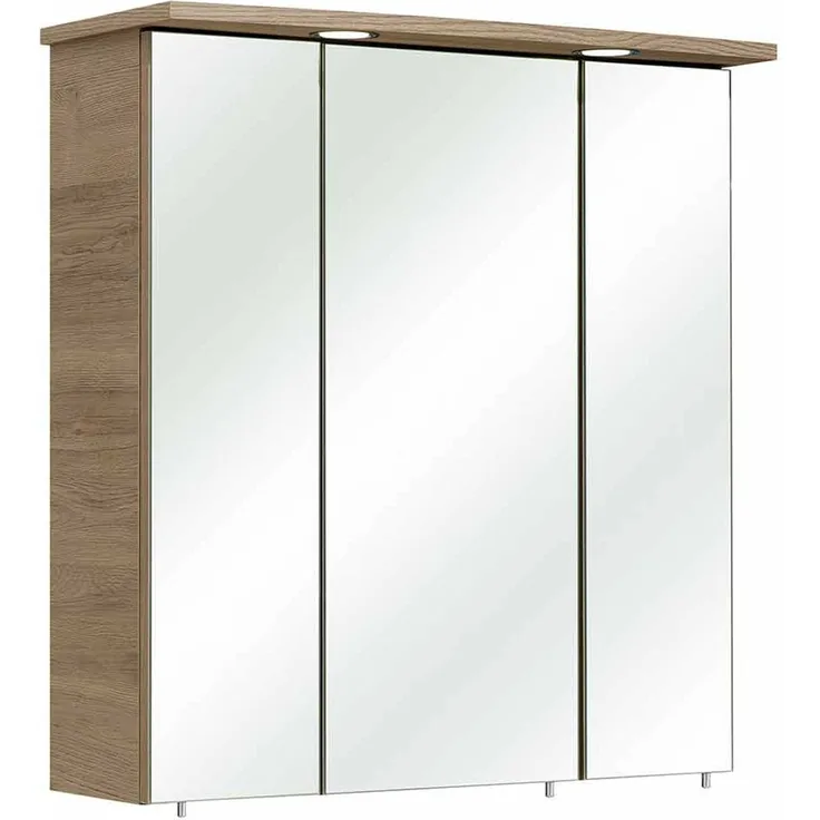 Spiegelschrank 37-I / Bacoli I, Glas, Holzwerkstoff, Metall, Holzfarben, Verspiegelt, 65 x 70 x 20 cm