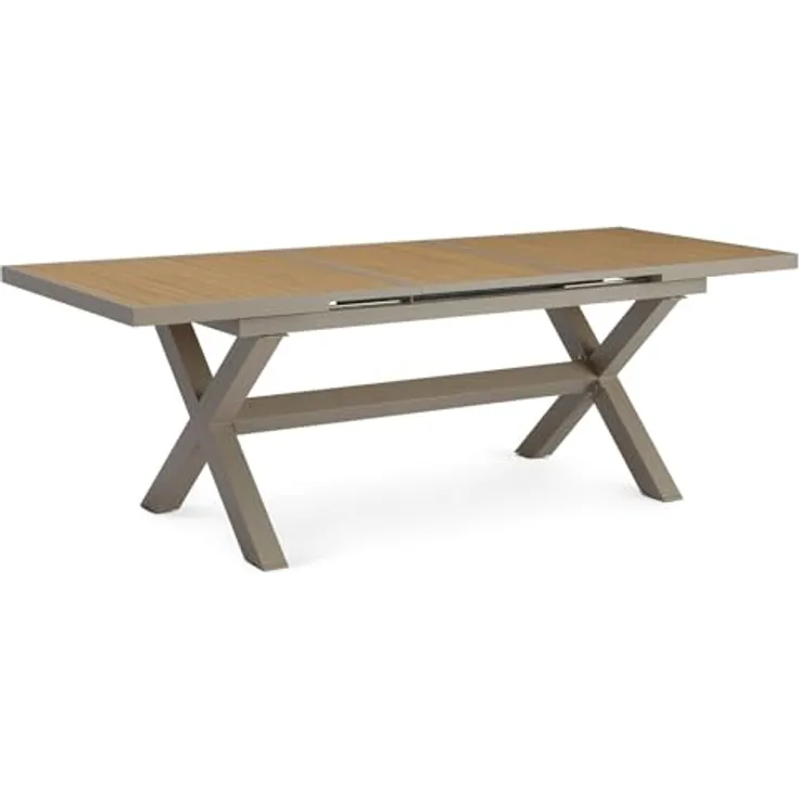 IDIMEX Gartentisch Lagoa, ausziehbar für 6-8 Personen, wetterfest mit Aluminiumgestell und Tischplatte in Holzoptik, 180x75x80 cm