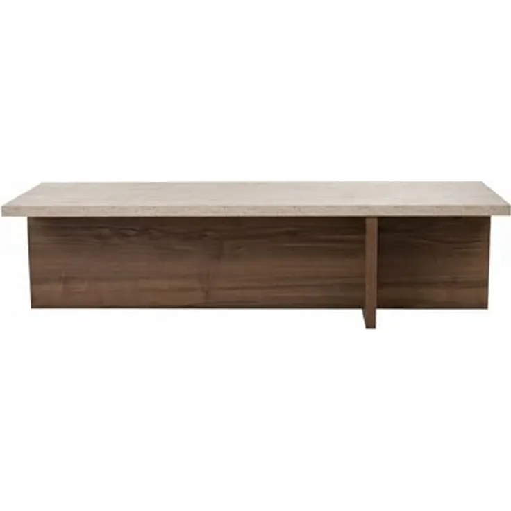 Hanah Home Stilvoller Couchtisch, 120 cm breit, 30 cm hoch, 45 cm tief | 100% melaminbeschichtet, 25 mm stark | Oberfläche in Travertin und Mailänder Nussbaum, langlebig und elegant
