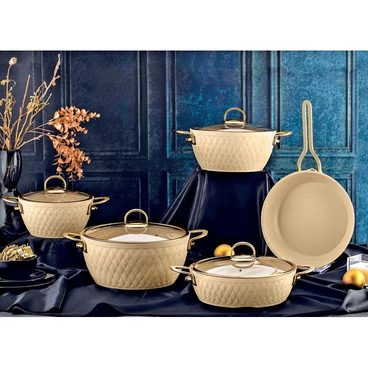Hermia Concept 'Inci6082' Topfset (9-teilig), Creme, Ø 28 cm, 11 l